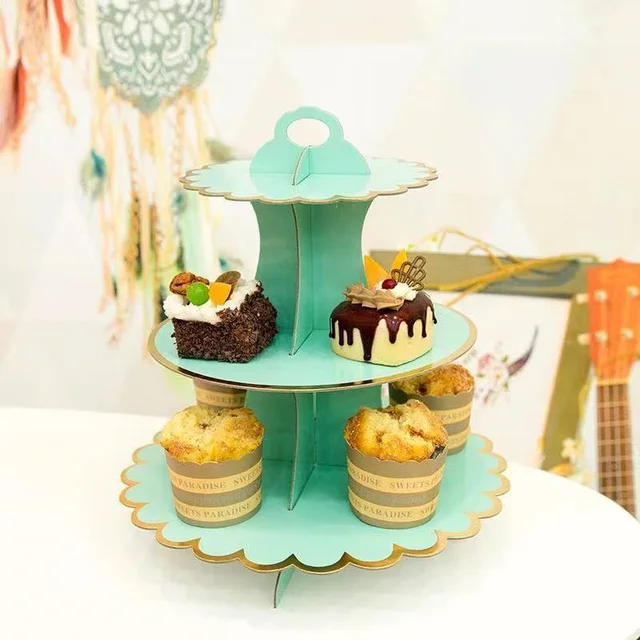 3-Rétegű Eldobható Kerek Születésnapi Cupcake Desszert Diy Papír Kézműves Állvány Kijelző Esküvői Buliak Készítése Süteményszerszámok - Image 4
