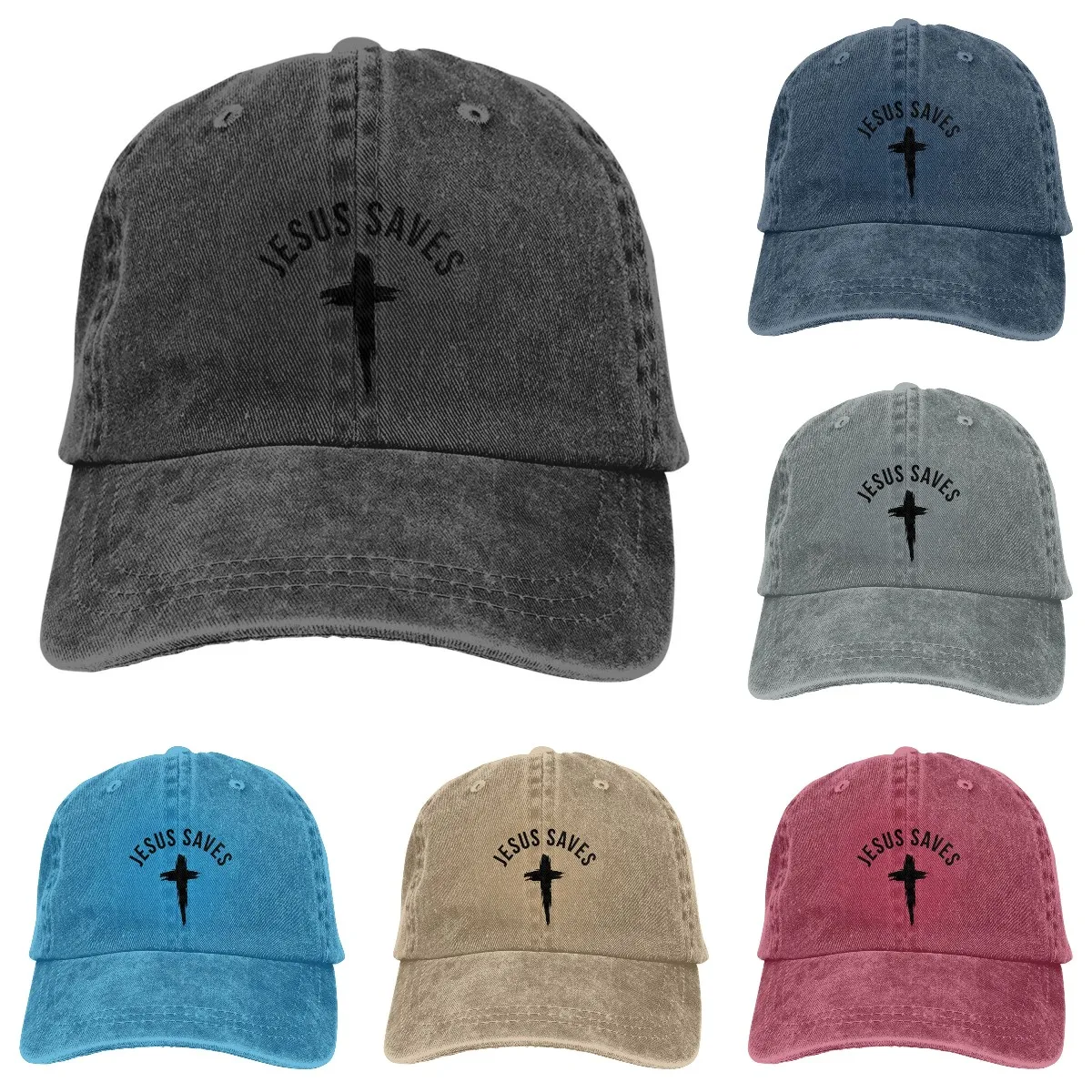 

Кепка унисекс из денима для мужчин и женщин, регулируемая бейсболка с забавным Иисусом и крестом, в стиле кэжуал, с христианскими и религиозными мотивами