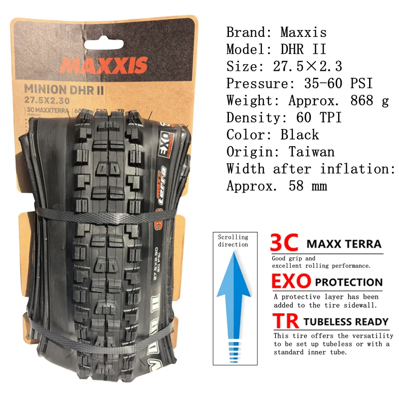 Maxxis Minion DHR (M327ru) 26/27,5/29 Zoll, Downhill-Faltreifen für Mountainbike, verschleißfester und stärkerer Kurven – Detail 15