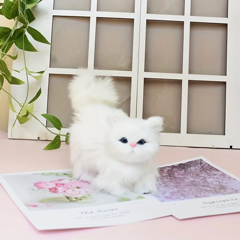 New Cute Simulation Kitten Animal Cat Decoration Gift Home Car Ornament Crafts Plush Figurine Miniature Christmas Party Model 4