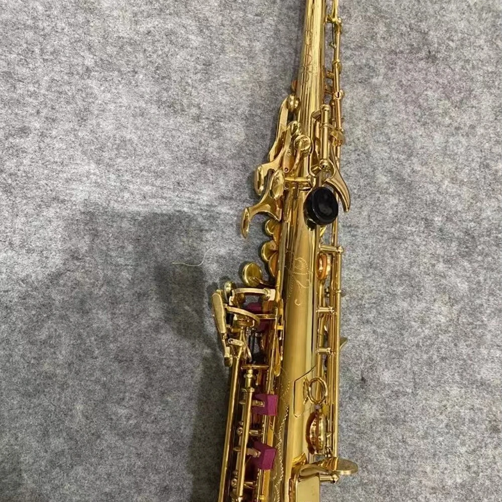 Highend875sopranosaxEflatstraightpipesaxophonelacqueredgold