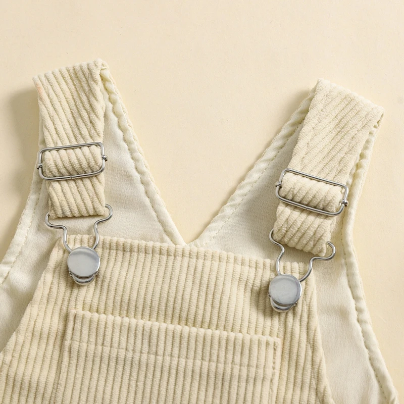 2024-07-18 Lioraitiin 3-24M Baby Girl Summer Overalls Infant Wide Leg Solid Color Jumpsuit Front Pocket Suspender Pants Outfits 3