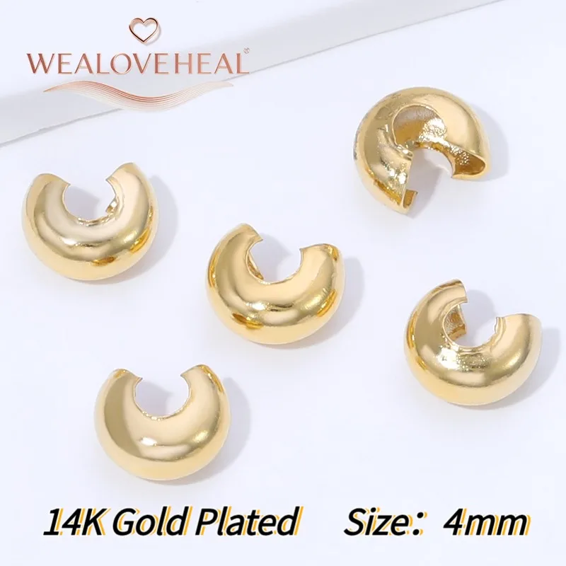14K vergoldete Messing-Rundklemmperlen, Endperlen, Durchmesser 3, 4, 5 mm, Stopper-Abstandshalterperlen für DIY-Schmuckherstellung. – Detail 22