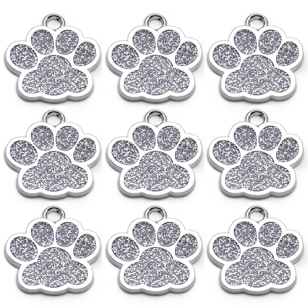 Paw Blank Decoration Dog Pet Id Tags Anti-loss Plate Alloy Lable Personalized Keryrings Accessories 20Pcs pet id tags,dog collar tags,pet id medal pendant,id tag keychain,id tag holder,military dog tags