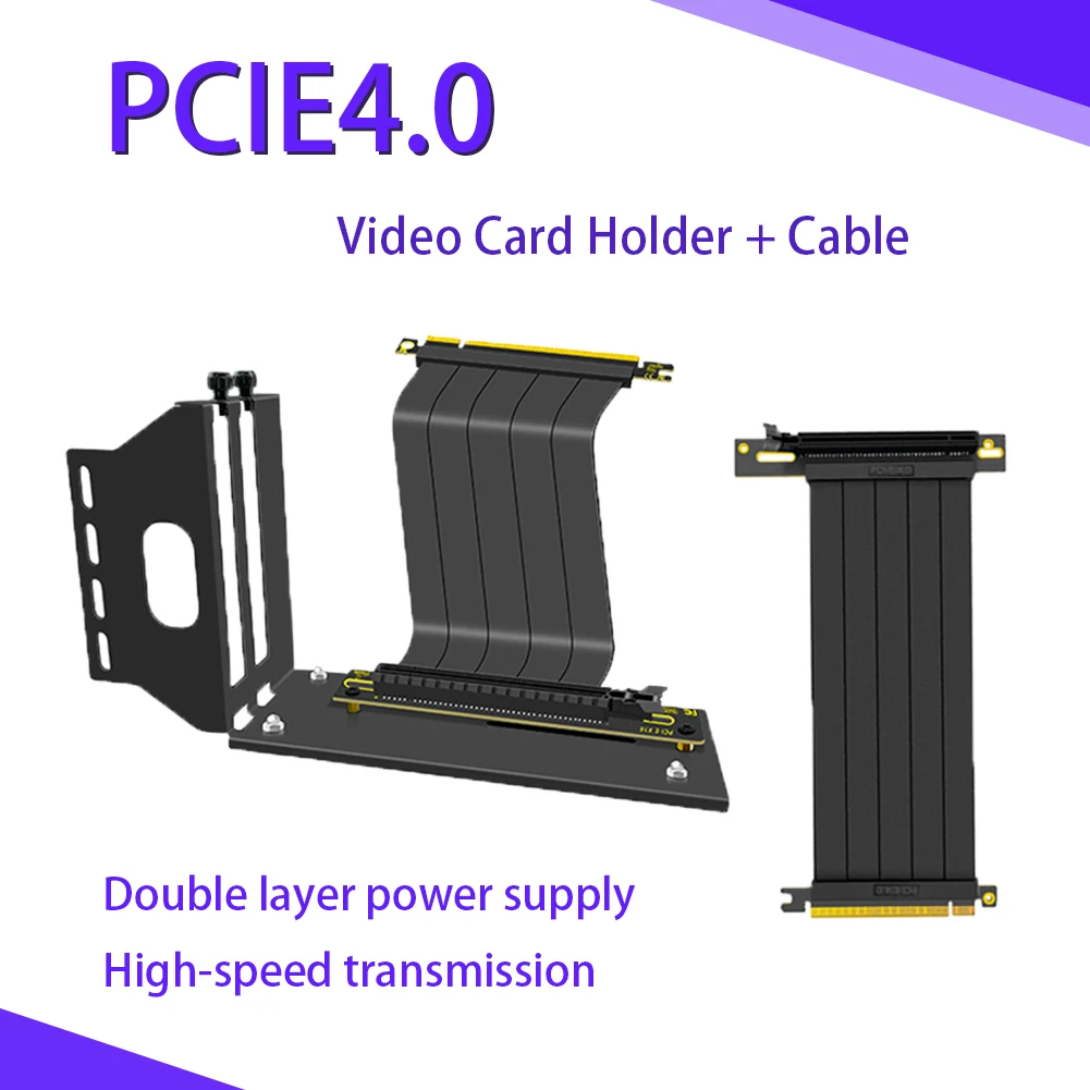 

2023 New Vertical ATX PC GPU Bracket Holder PCIe 4.0 X16 Gen 4 Riser Extender PCI E 4.0 16x 90 Degree Video card cable 10-60cm