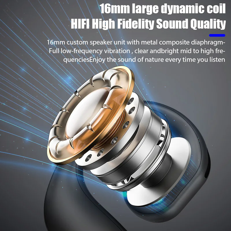 FN-98 Wireless Bluetooth Headset Ultra-Long Life Earphones with Digital Display not into the Ear Headphone for Xiaomi Samsung