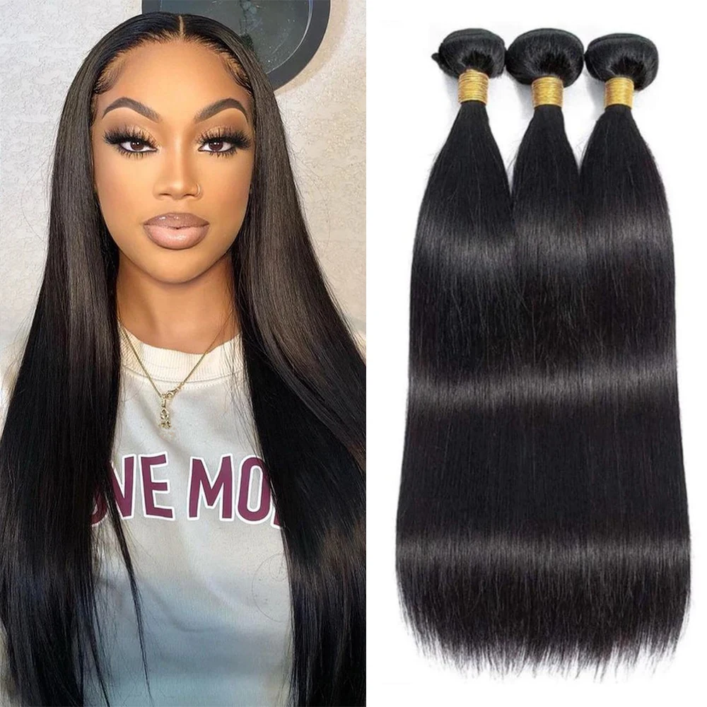 Brazilian Hair Weave Human Hair Bundles 26 28 30 Inch Bone Straight 100% Raw Virgin Remy Human Extension 1/3 Bundles Weft
