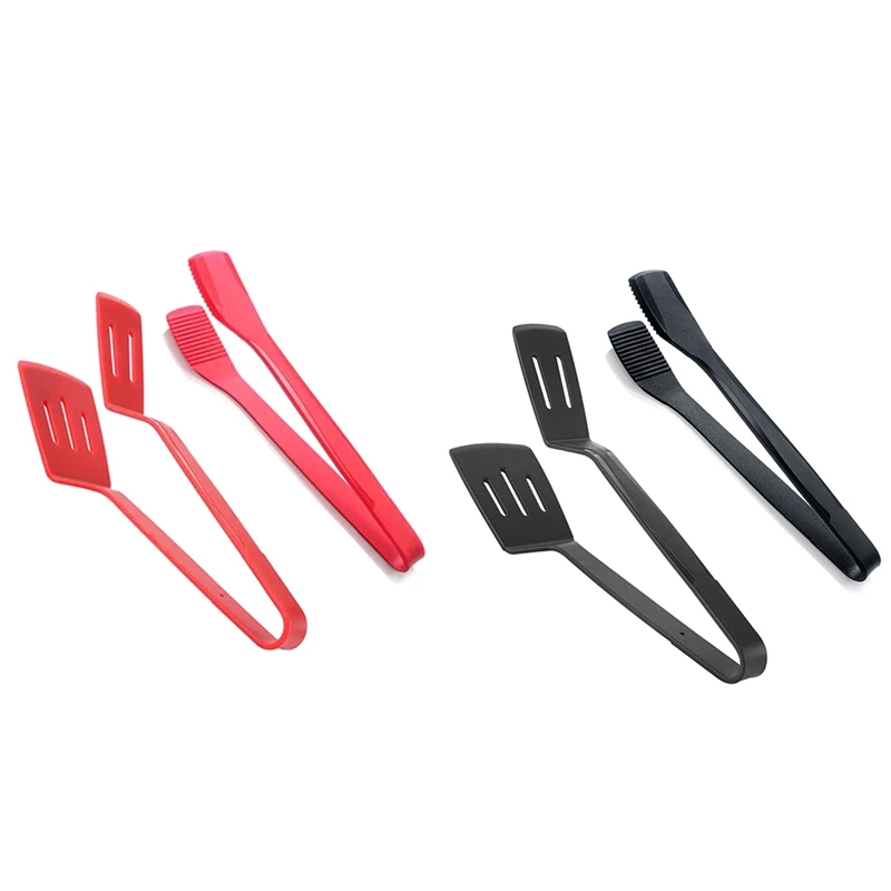 

Silicone Kitchen Tongs Spatula Tongs Set With Stainless Steel Core For BBQ Clamp, Flipping Fish, Fried Steak Clamp Durable Red