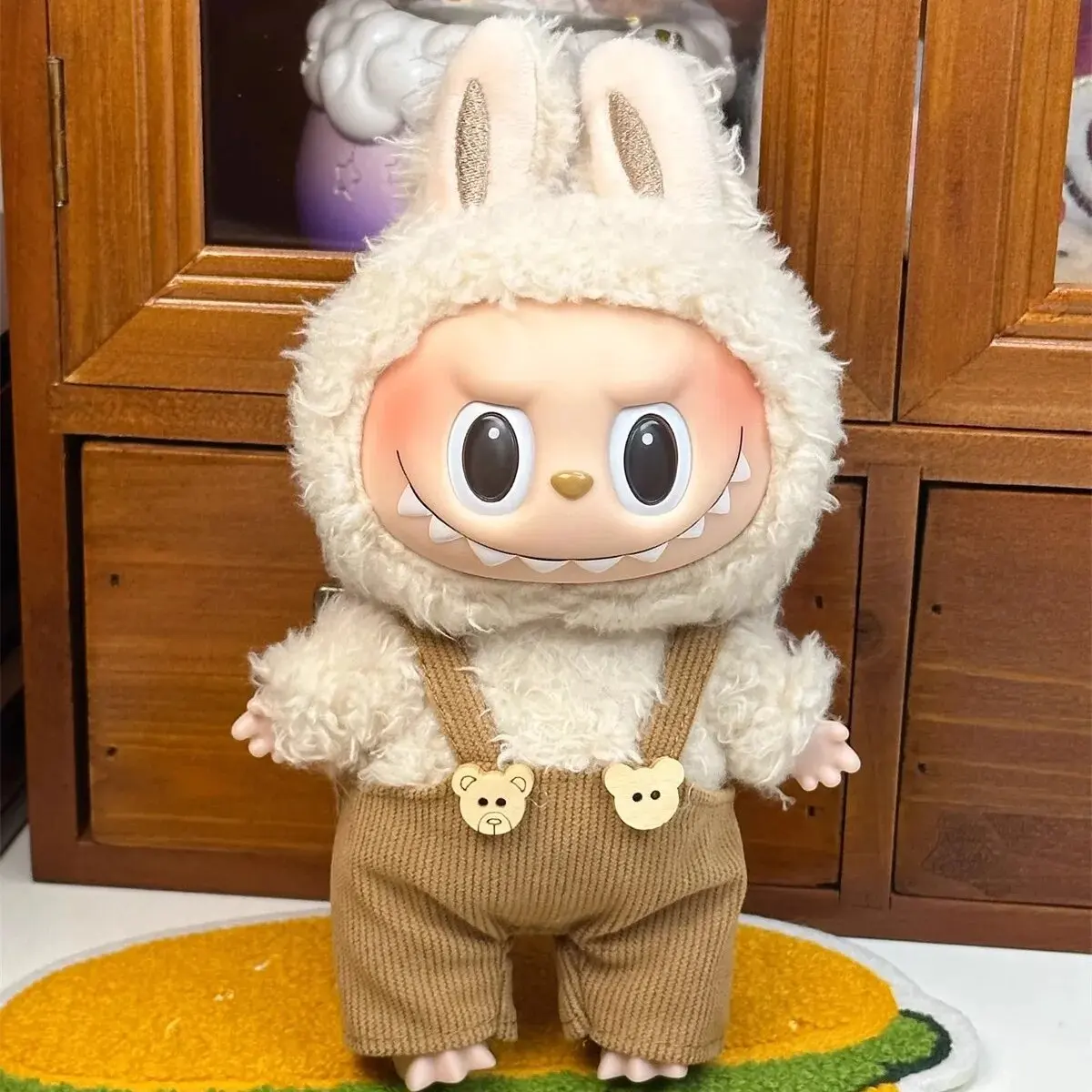 Bear Overalls for Plush Vinyl Face Doll - Cute Labubu Baby Doll Clothes Pendant Accessory