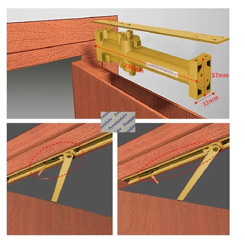 35-80Kg Sanding Gold Top Mortise Conceal Door Closer