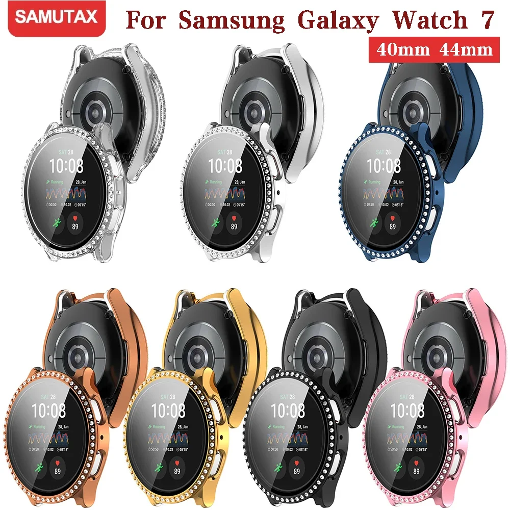 Diamond-Infused Tempered Glass Protective Watch Case with Screen Protector