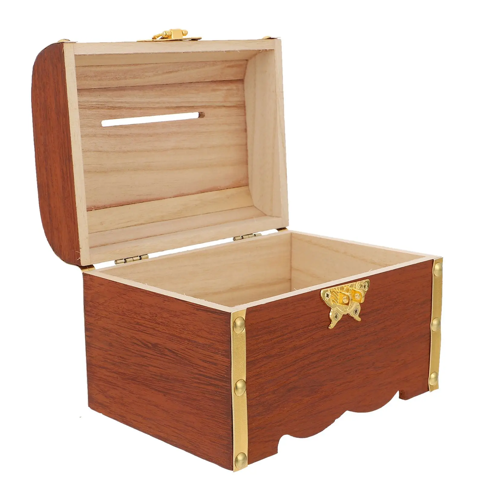 Letter Wooden Treasure Chest Kids Piggy Bank Coin Boxes Organizers Creative Child 5