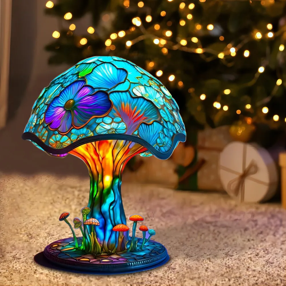 

5.9 Inch Stained Glass Plant Table Lamps Colorful Mushroom Bedside Lamps Night Light For Living Room Bedroom Decoration Wholesal