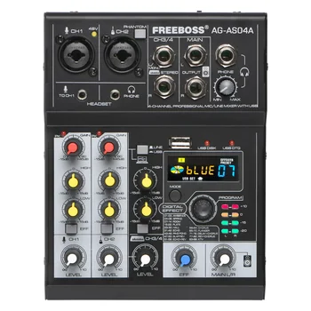 FREEBOSS Mixing Console Mobile Broadcast 4 Channel Bluetooth PC USB Play Record 88 DSP Digital Effect Sound Audio Mixer AG-AS04A 6