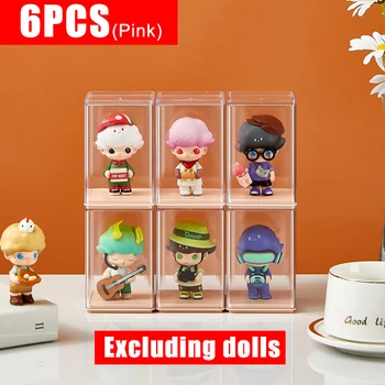 กล่องเก็บของแบบโชว์ 6 ชิ้น ชั้นวางอะคริลิคสำหรับจัดระเบียบของเล่นแบบ Blind Box, Bubble Mart, ทำมือ, ป้องกันฝุ่น, สำหรับวางบนโต๊ะ 9