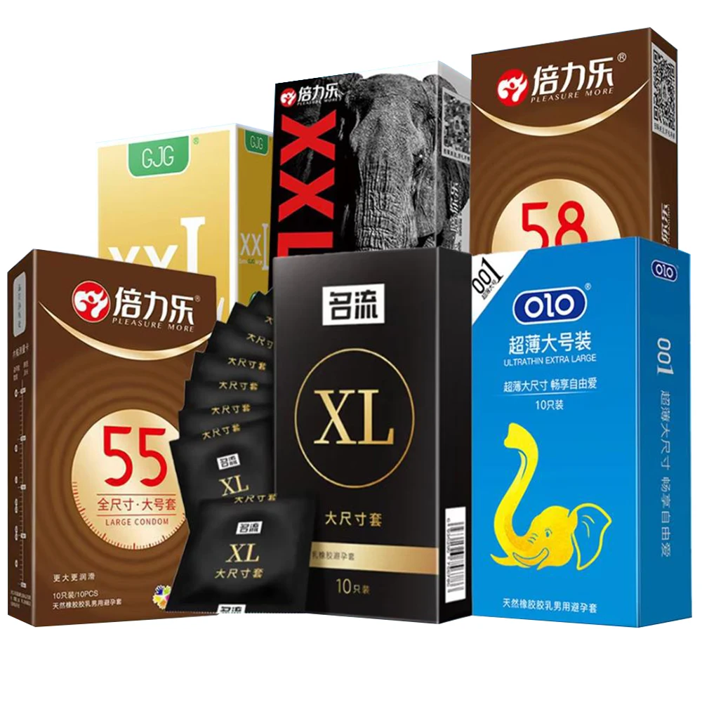 Ultra Thin Large Condom 55/56/58/60mm Penis Sleeves Condom Lubricant Glossy Natural Latex Adult Erotic Safer Sex Products 1