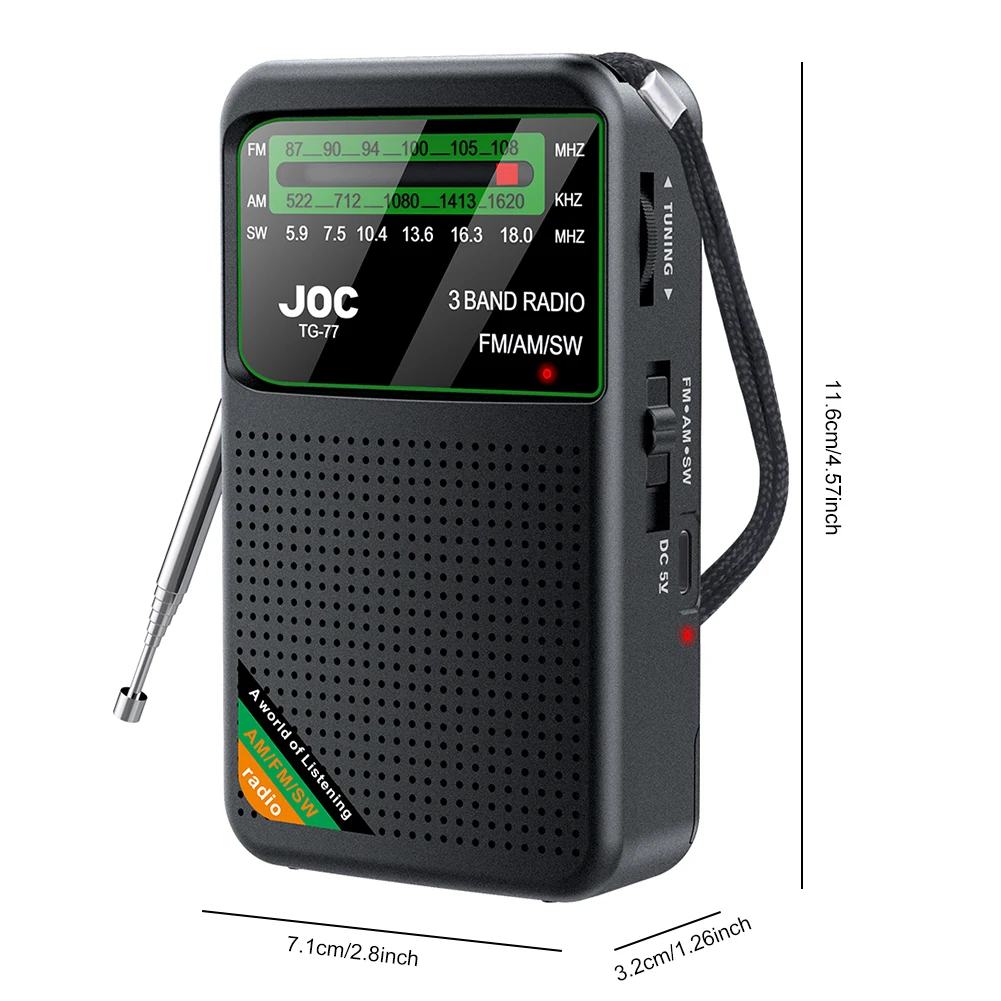 Radio AM/FM Portátil A Pilas - Compacta Y Ligera Para Viajes, Cocina, Camping Y Exteriores - Sonido Claro Con Bajos Mejorados