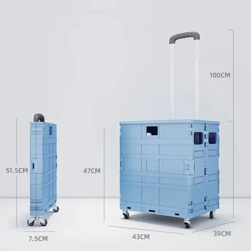 Foldable Ousehold Shopping Carts Portable Outdoor Camping Handcart Supermarket Groceries High-capacity Load Capacity Trolley Car