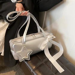 Korean Niche Ins Single Shoulder Armpit Bag Women's High-end Bow Bag Casual Versatile Portable Large-capacity Square Bag