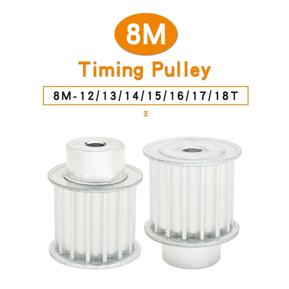 

Timing Pulley 8M-12T/13T/14T/15T/16T/17T/18T Bore Size 8mm Teeth Pitch 8 mm Alloy Pulley Wheel For Width 25/30mm 8M Rubber Belt