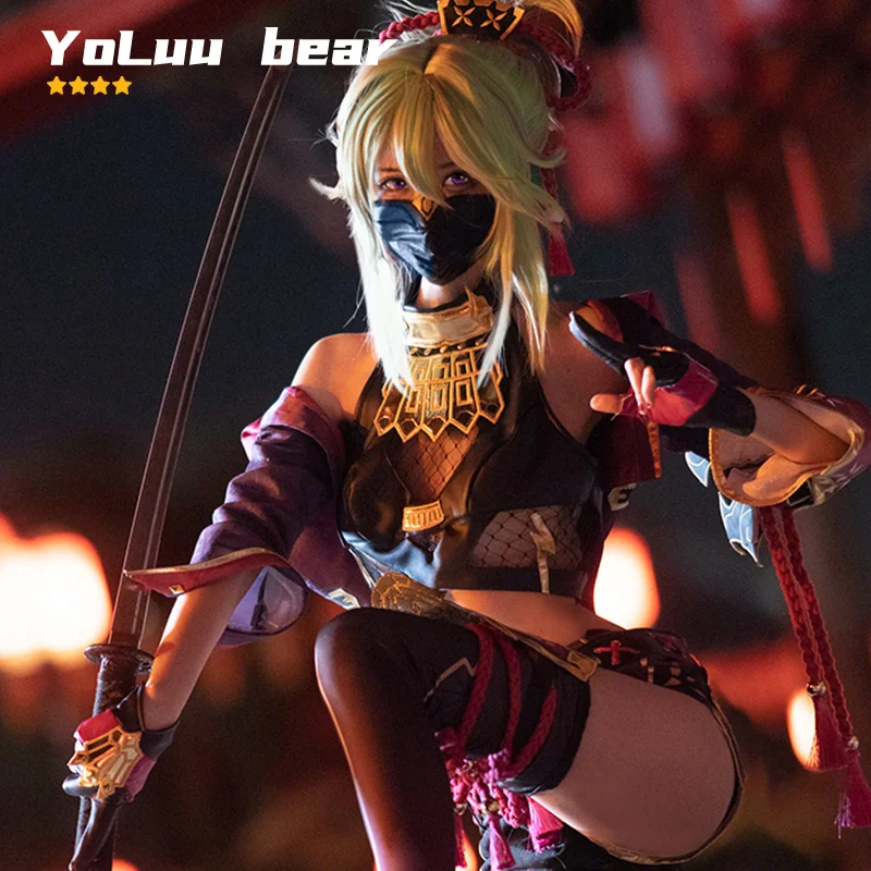 

YoLuu bear 4-star Game Genshin Impact KukiShinobu Cosplay KukiShinobu Costume Uniform Suit Full Set Role Play Wig Clothing Women