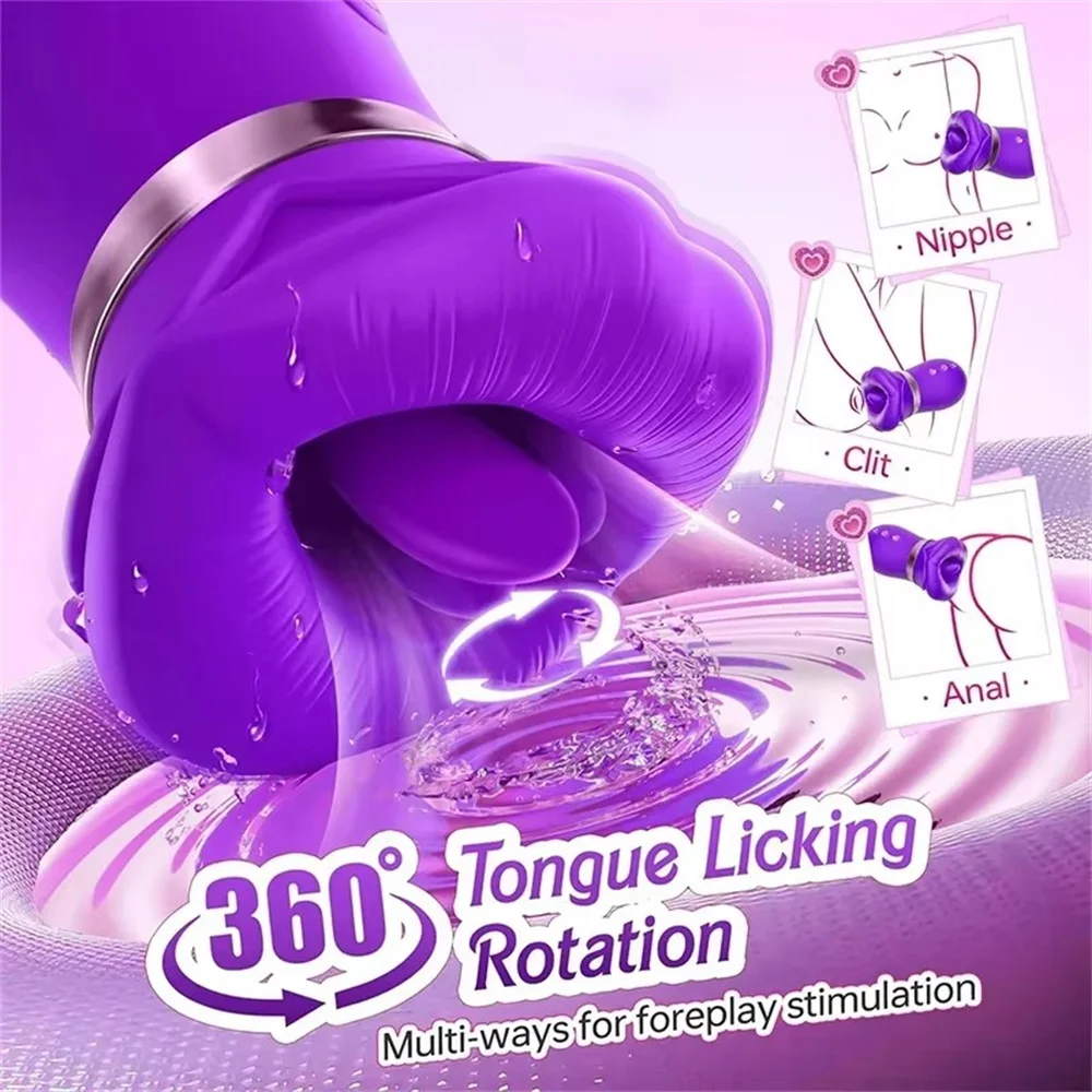 Sucking Clitoris Oral Sucking Vibrator for Women Nipple Stimulator Tongue Licking App Control 360&deg;Rotation Masturbator Sex Toys