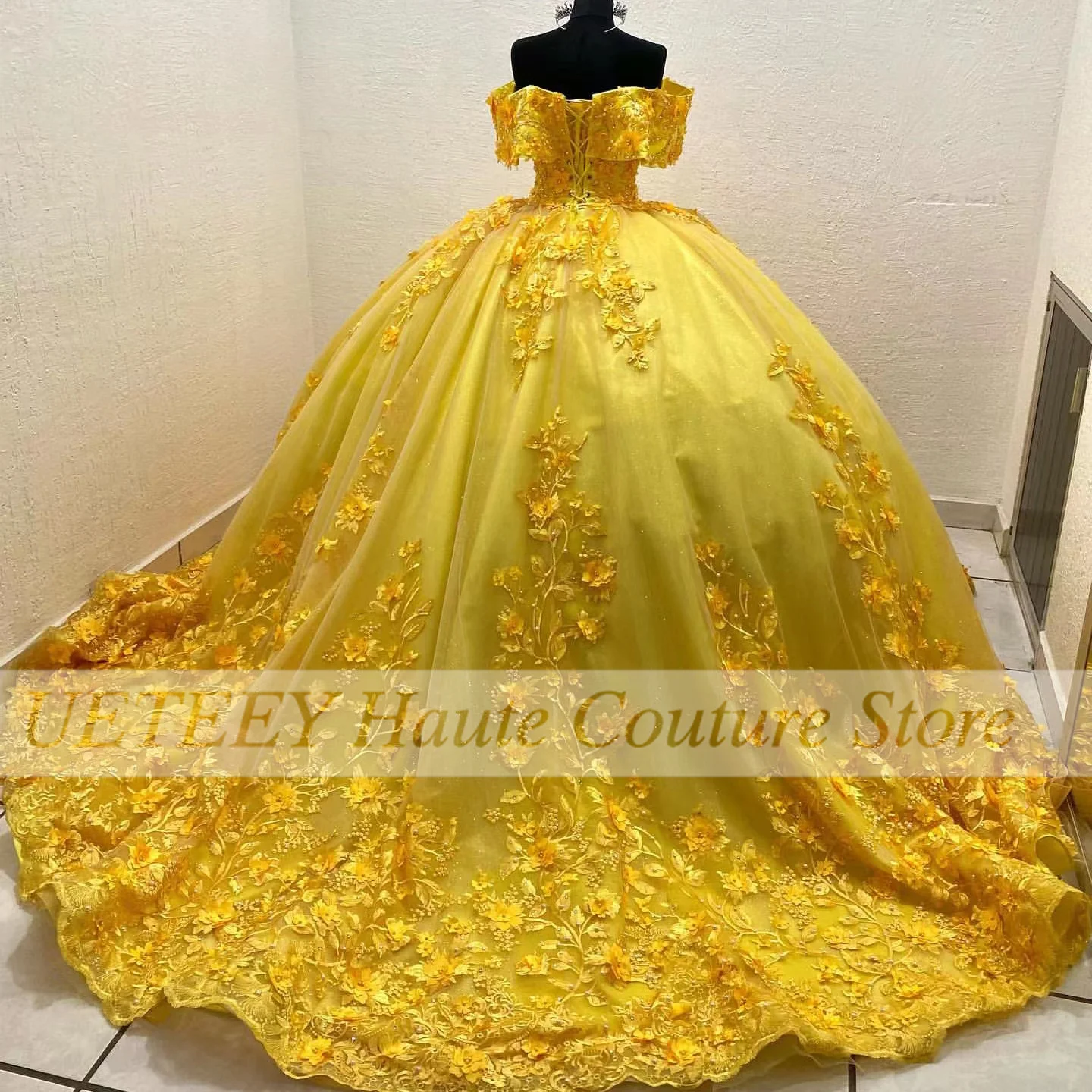 Quinceanera Dresses Yellow Luxury Beading Sequined Appliques Birthday Party Ball Gowns Prom Party Dress Vestidos De 15 A&ntilde;os quinceanera dresses