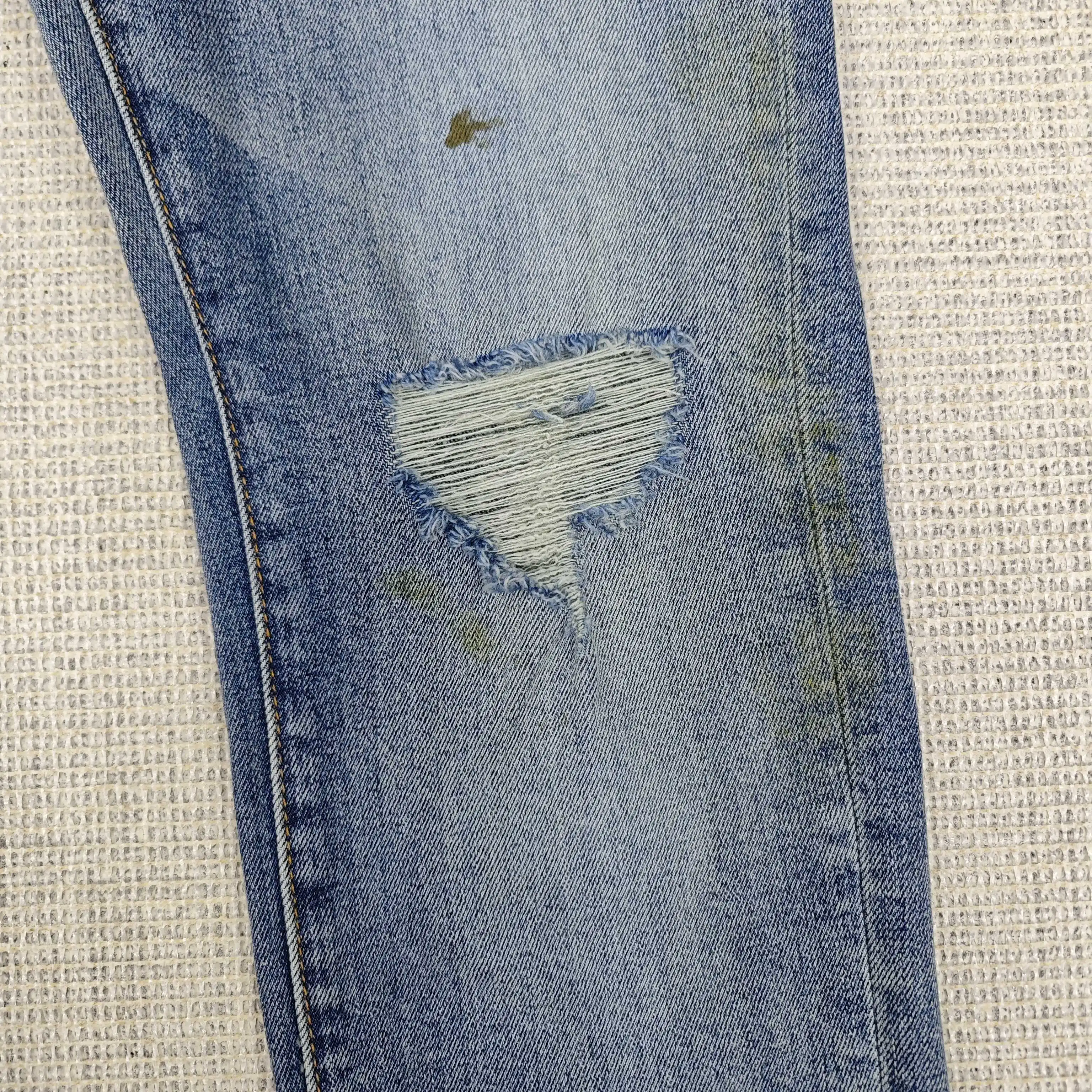 Purple Jeans Black Label Low Raise high Street Daily Skinny Worn Light Indigo Blowout Men Denim Jeans 019 Drop shipping