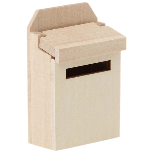Miniatűr Üres Mail Box House Mini Miniature Wood Flip Postafiók Modell