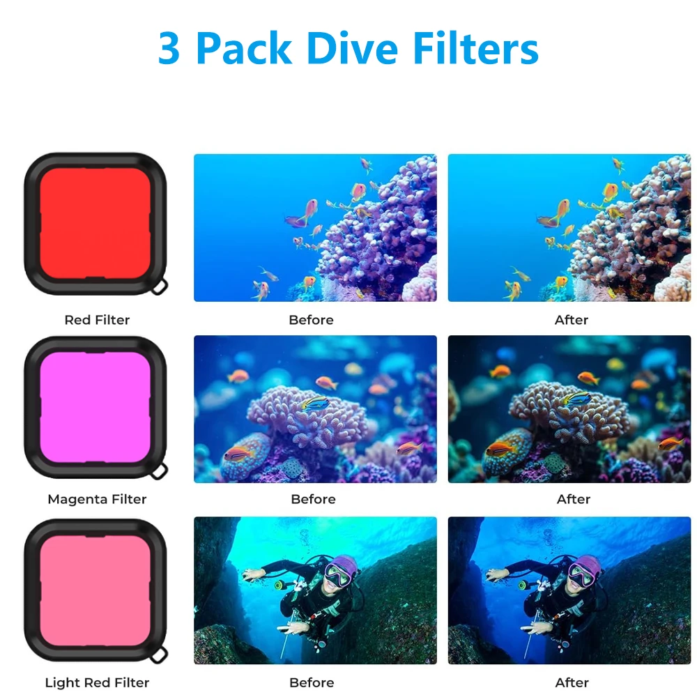 Hero 13/12/11/10/9 Waterproof Housing Case Protective Dive Shell for GoPro Hero 13 12 11 10 9 Black Action Camera Accessories