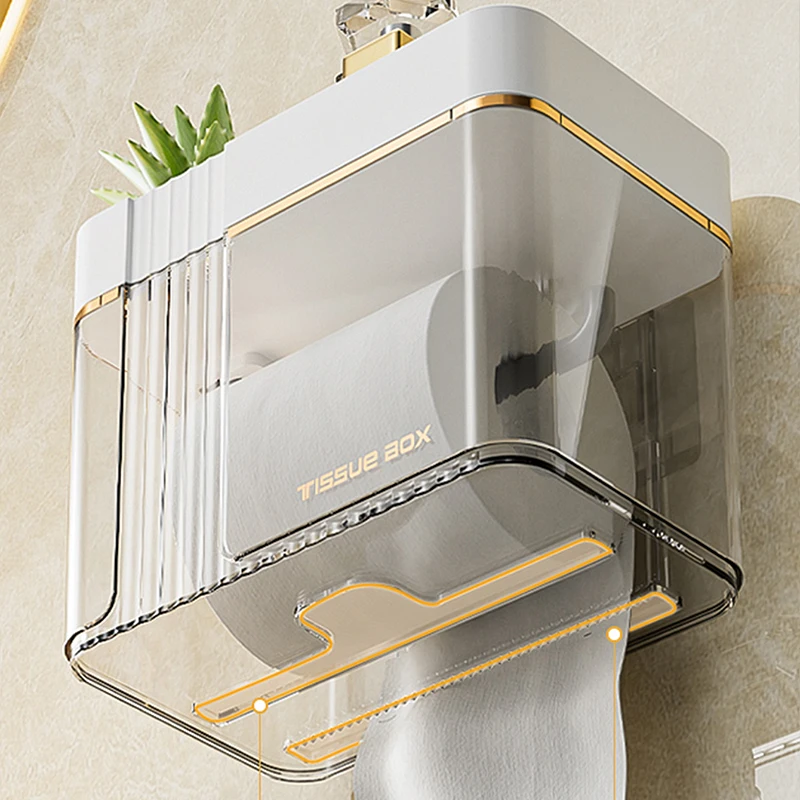 Punch-free Toilet Paper Holder Box Waterproof Storage Toilet Paper Storage Rack Towel organizer Bathroom Tissue Box