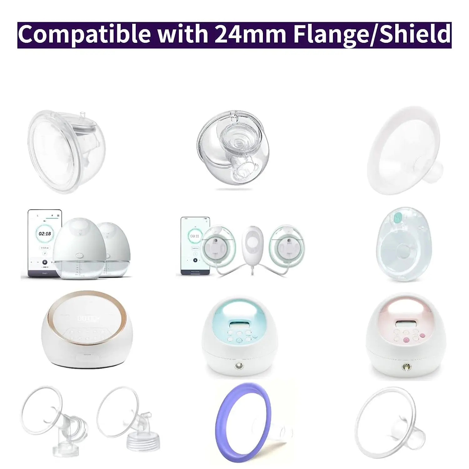 Breast pump accessories 5 Size Breast Milk Pump Flange Inserts Breast Shield Converter Practical Pump Replacement 13mm 15mm 17mm 19mm 21mm
