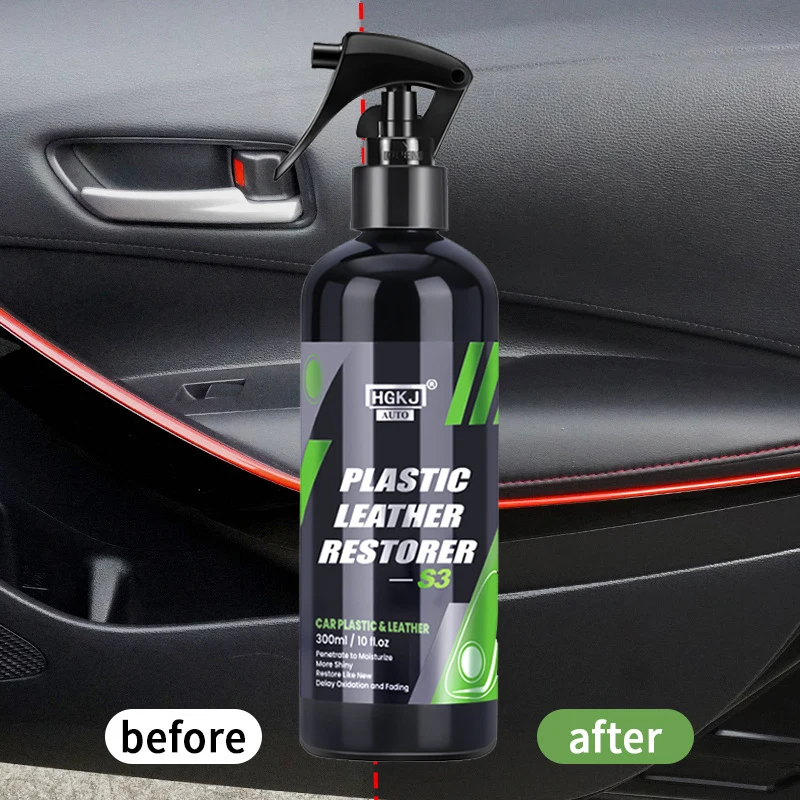 50ML/100ML/300ML Car Plastic Leather Rubber Restorer Spray Back to Black Gloss Interior Plastic Renovator for Auto Cleaning plastic restorer leather restorer