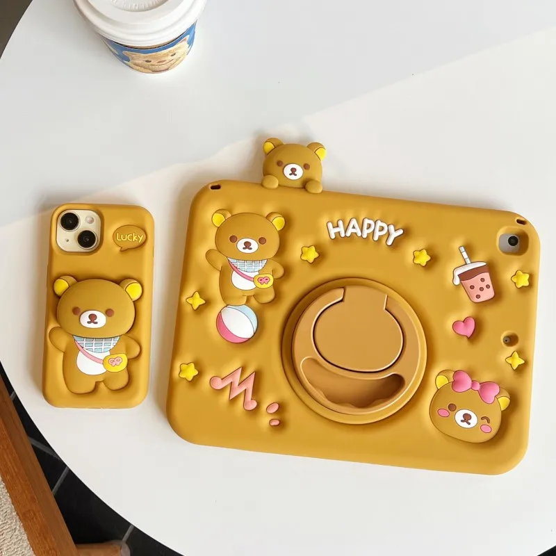 Children's 3D Bear Tablet Case with Pen Slot