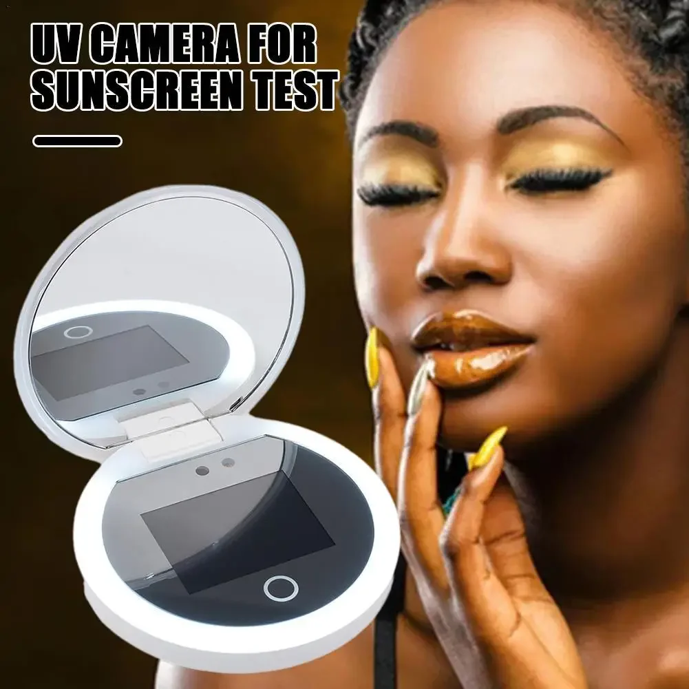 Smart UV Sunscreen Test Camera Makeup Mirror With LED Portable Rechargeable Mirror Beauty Sunscreen Detection Makeup Removal