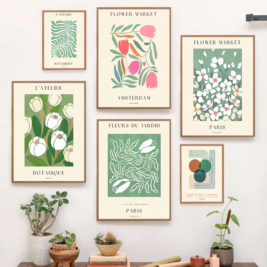 

Abstract Flower Market Paris Amsterdam Leaves Wall Art Canvas Painting Nordic Posters And Prints Pictures For Living Room Decor