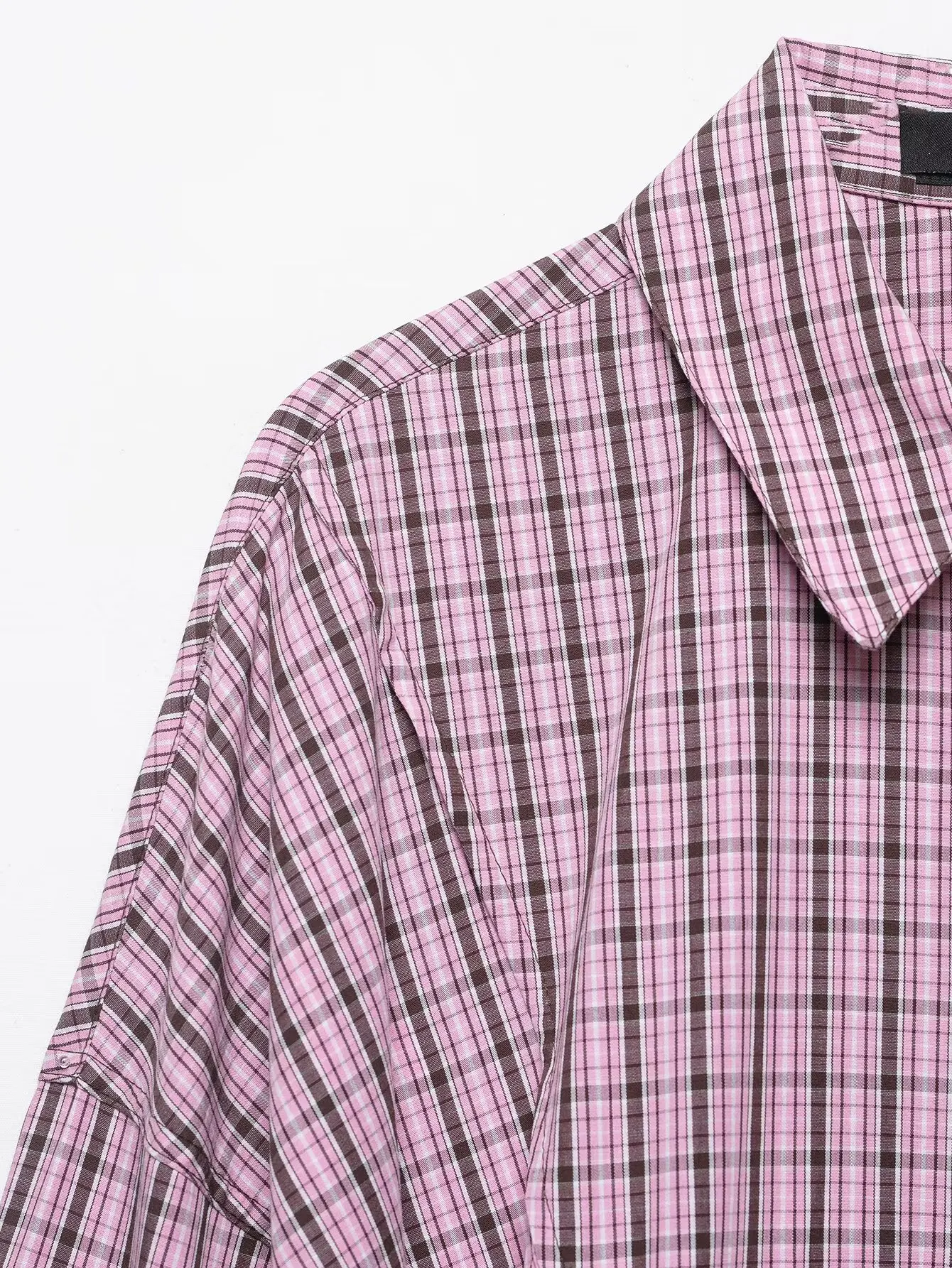 KONDALA Schicke Rote Karierte Sweetheart Damenbluse mit Umlegekragen Streetwear-Hemd Mode 2025 Falten Schnürung Lässiges Damenhemd – Detail 8