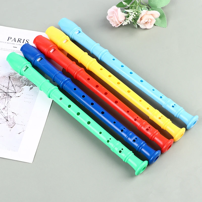 8 Holes Plastic Recorder Long Flute Woodwind Instrument Colorful Kids' Instruments Gift Flute