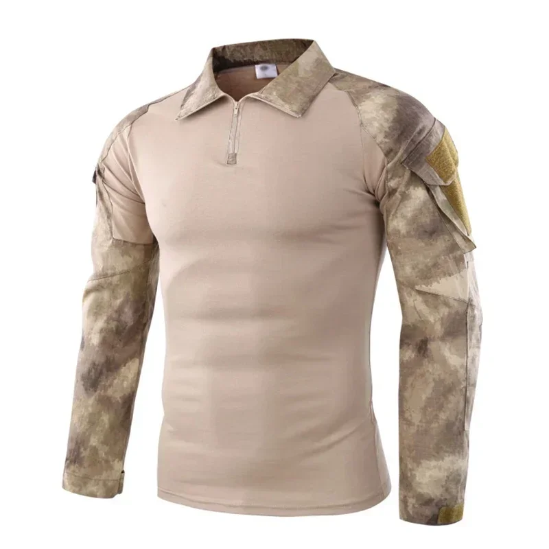 Men Tactical T Shirt Camouflage Long Sleeve Zipper Assault Frog Climbing Outdoor Shirt Hiking Uniform sport t shirt long sleeve t shirt