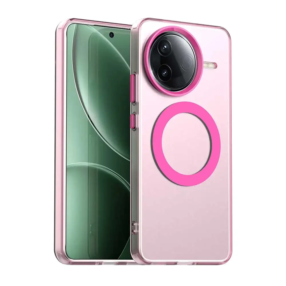 Enhanced Magnetic Wireless Charging Translucent PC Phone Cover with Candy Bumper