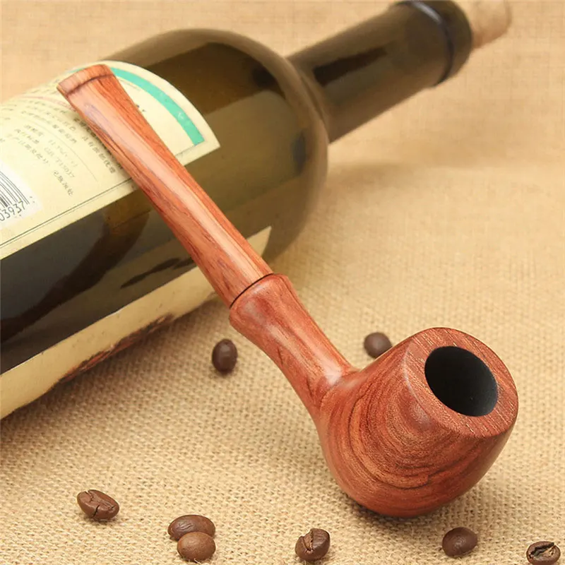 MUXIANG straight handle billiard pipe, solid wood tobacco pipe, sandalwood pipe mouth, 9mm filter pipe channel，  length 150mm