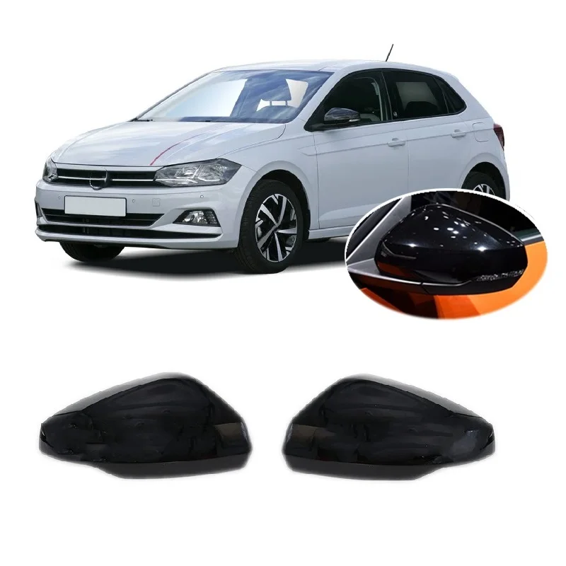 

Для Vw Polo AW1 BZ1 2017 2018 2019 2020 2021 2022 2023 глянцевое черное углеродное волокно запасная крышка зеркала заднего вида