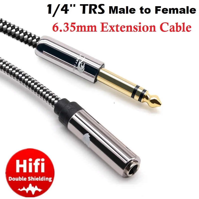 

1/4 Inch TRS Stereo Male to Female 6.35mm Audio Cable for Amplifier Mixer Sound Consoles Guitar Headphone 1/4'' Extender Cords