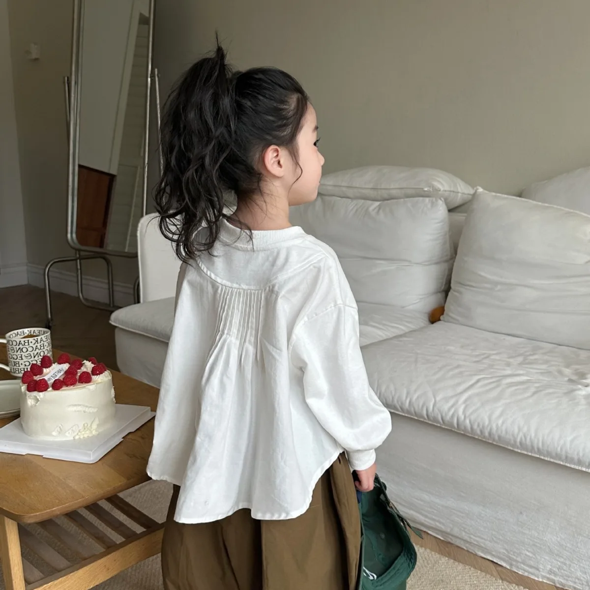 

Детская однотонная Свободная рубашка, модная повседневная Асимметричная толстовка с длинными рукавами в Корейском стиле для мальчиков и девочек, весна-осень 2024