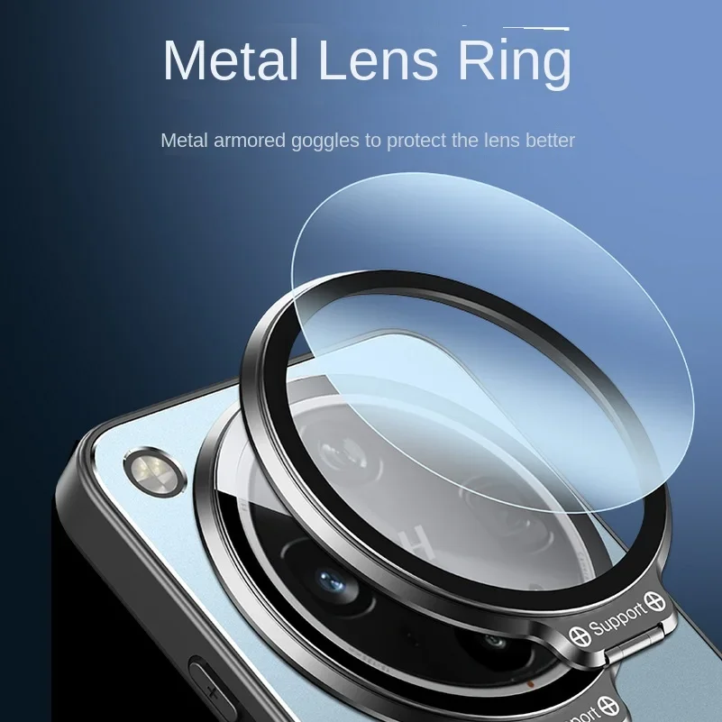 Enhanced Shockproof Matte Kickstand Case with Metal Lens Holder Cover