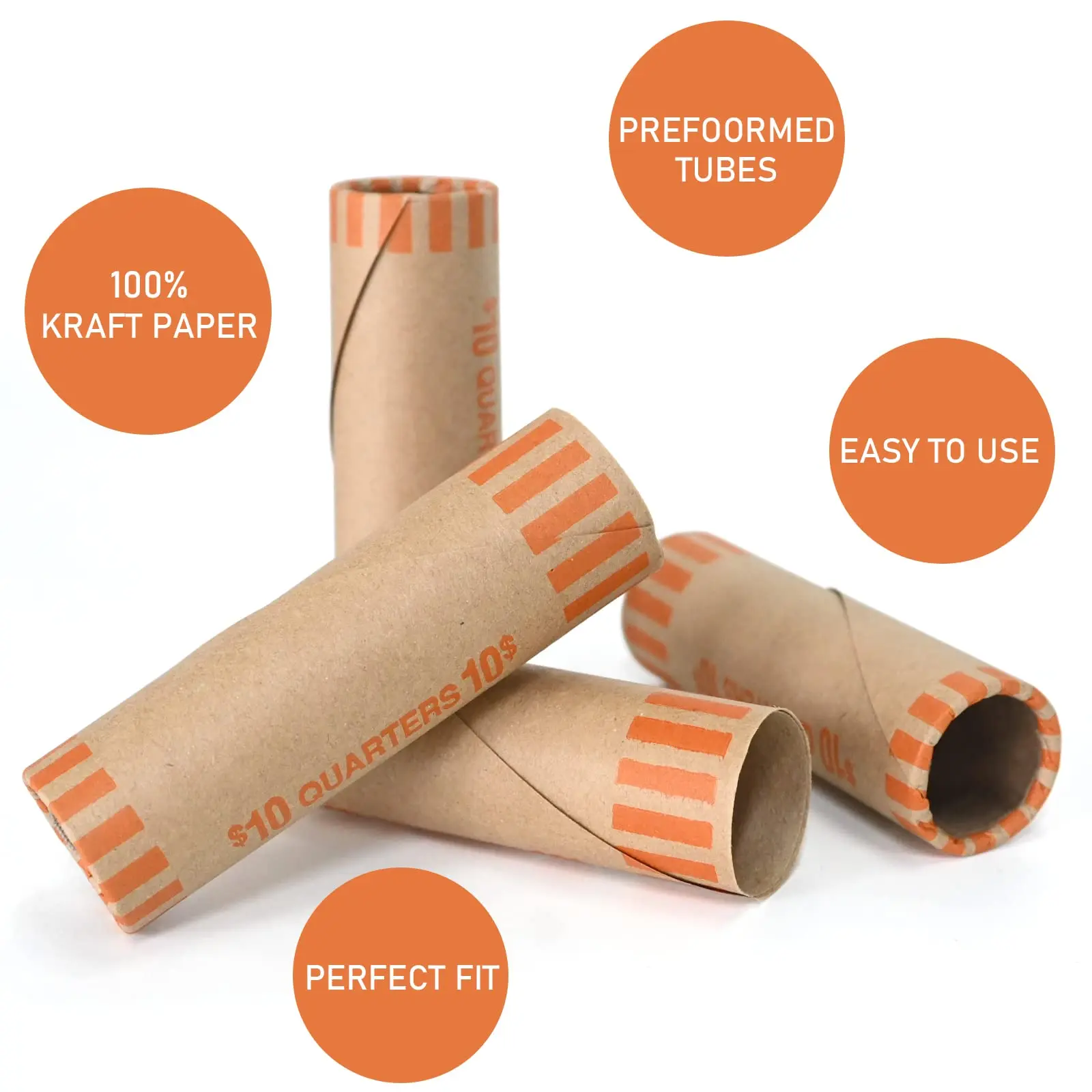 NATURALABEL Preformed Coin Wrappers Rolls-Penny/ Nickel/ Dime/ Quarter/ Dollar Coin Wrappers Sturdy