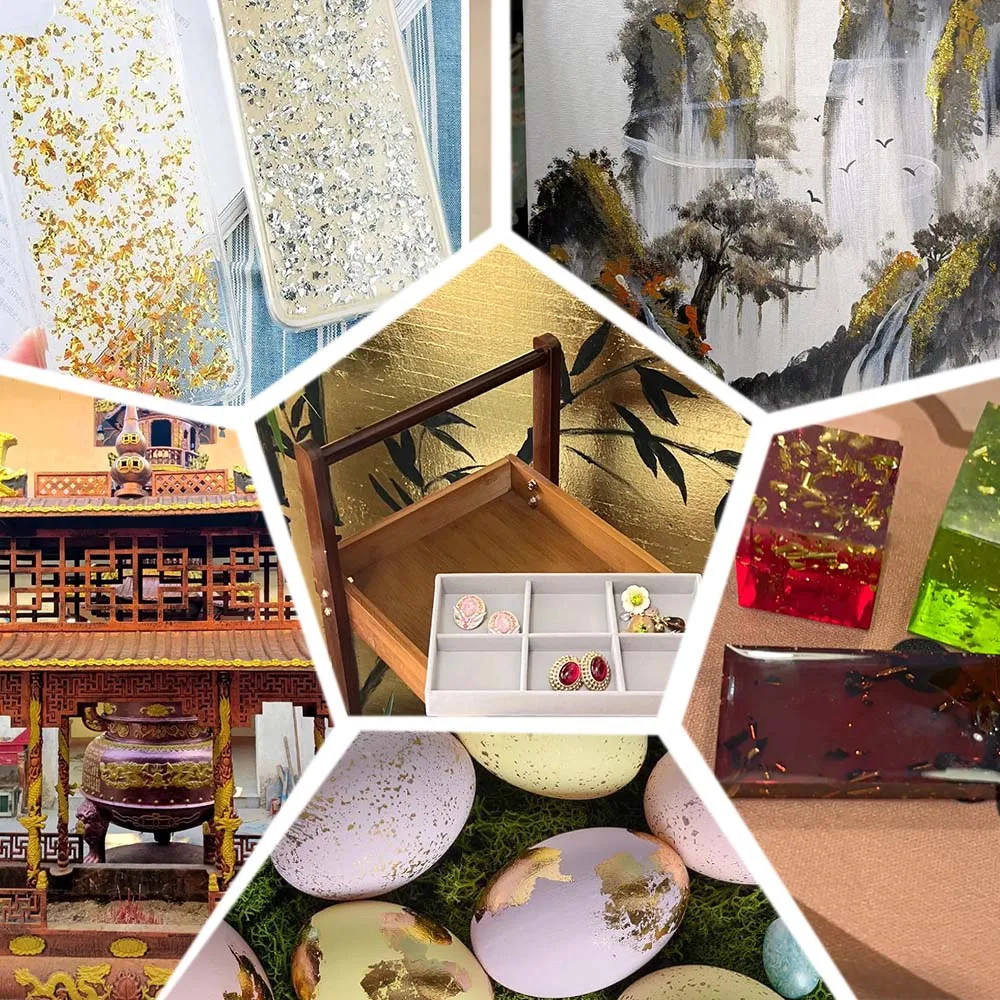 Imitation Gold  Silver Foil Paper - 100pcs DIY Craft Sheets for Resin Candle Plaster Nail Art Home Decoration