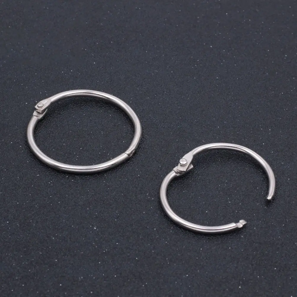 100개 금속 바인더 링 1.5인치 원형 북 링 DIY 캘린더 공예 스크랩북 루즈리프 정리 키체인 플래시카드용