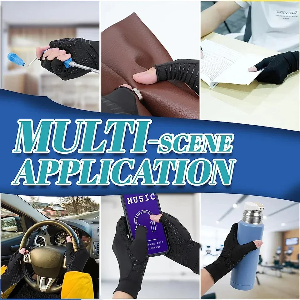 Fingerless gloves compression gloves arthritis gloves 1Pair copper compression arthritis gloves fingerless carpal tunnel RSI rheumatoid tendonitis hand pain computer typing