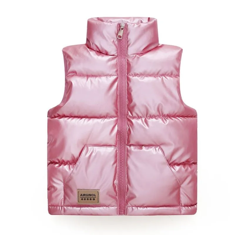 

Children's Winter Down Vest Standing Collar Outwear Boys and Girls' Down Cotton Vest 2023 New Baby Cotton Coat